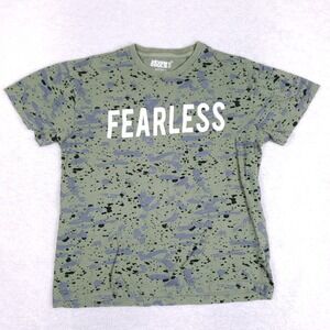 Seven Souls Mens Fearless Graphic Tee Olive Green Paint Splatter Shirt Sz M